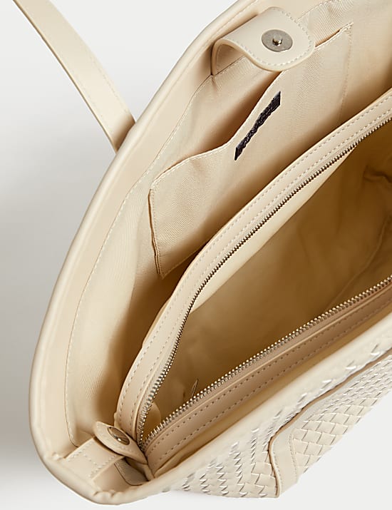 Cabas en similicuir à motif tressé