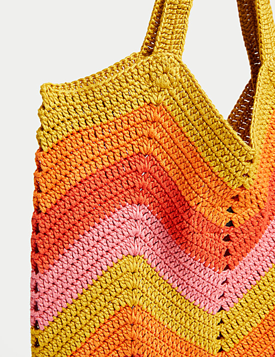 Crochet Striped Shoulder Bag