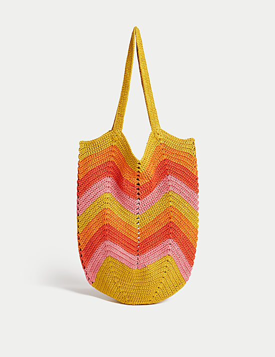 Crochet Striped Shoulder Bag