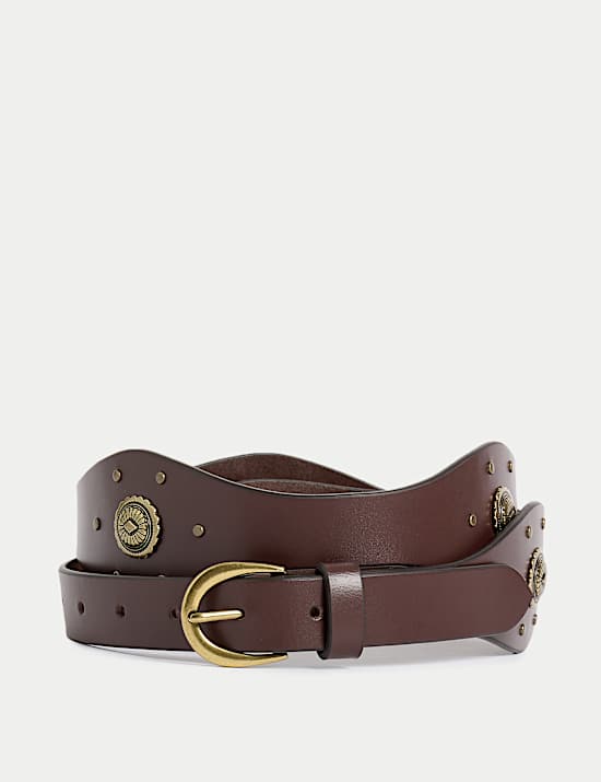 Leather Boho Studded Western Belt