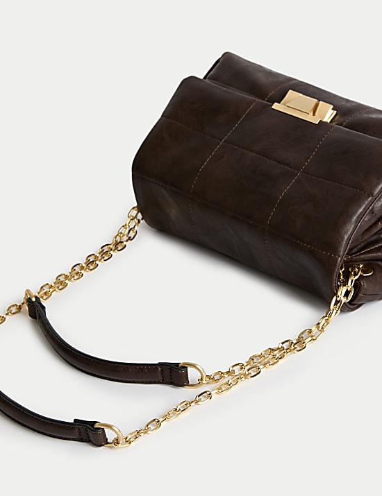 Faux Leather Quilted Shoulder Bag