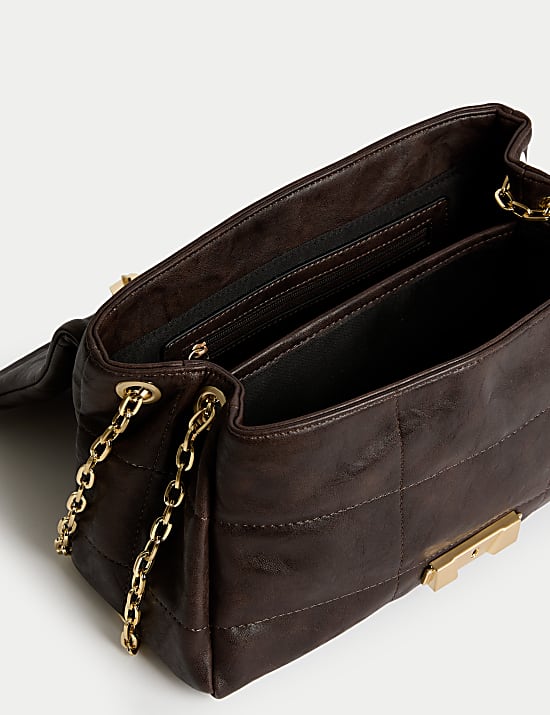 Faux Leather Quilted Shoulder Bag