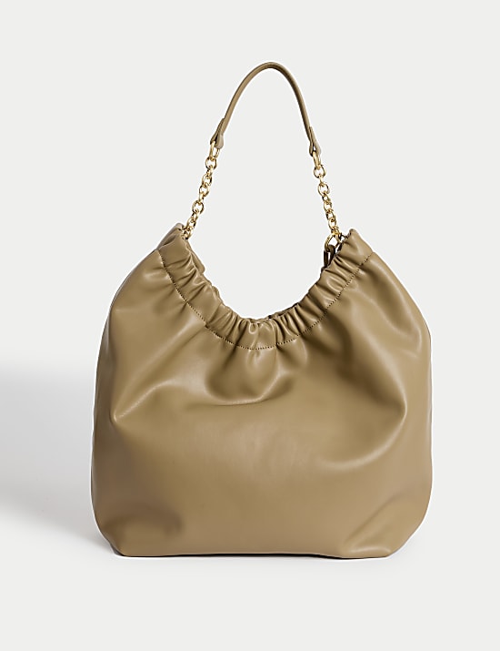 Faux Leather Chain Strap Shoulder Bag