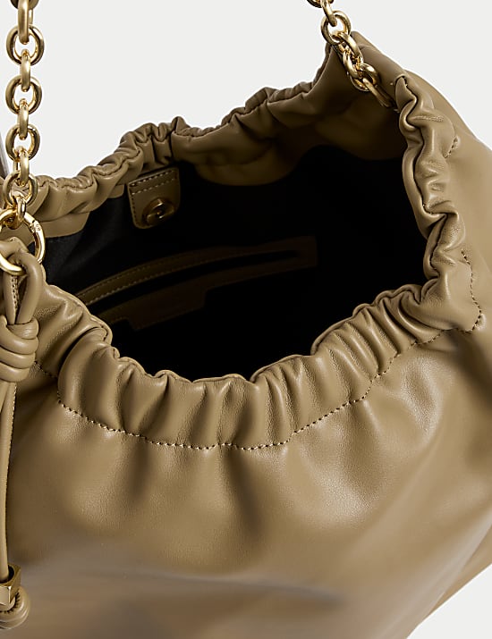 Faux Leather Chain Strap Shoulder Bag