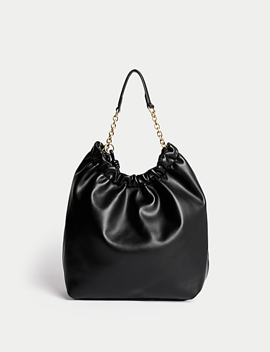 Faux Leather Chain Strap Shoulder Bag