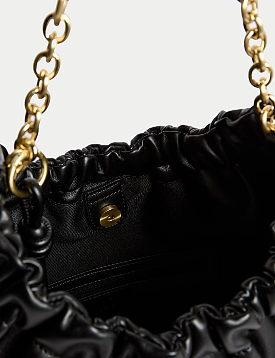 Faux Leather Chain Strap Shoulder Bag