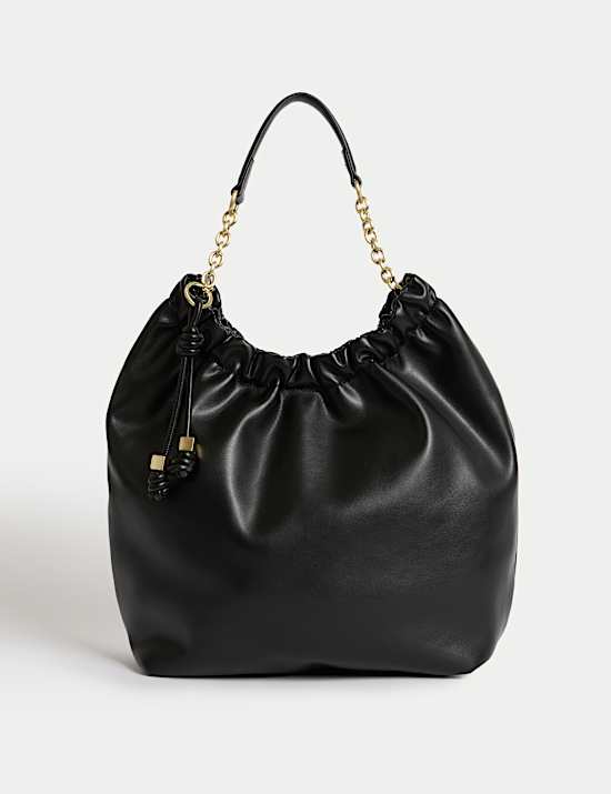 Faux Leather Chain Strap Shoulder Bag