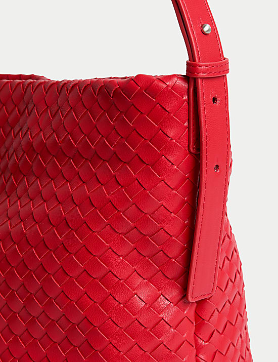 Faux Leather Woven Shoulder Strap