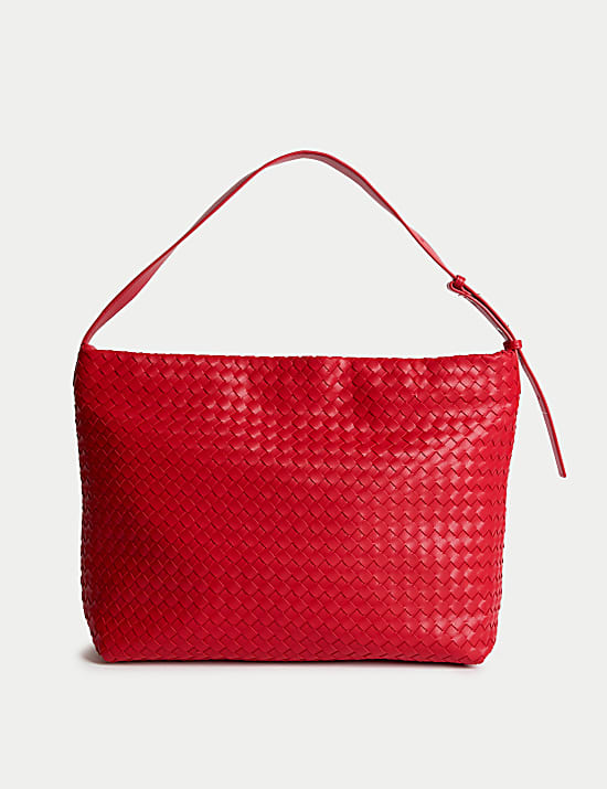 Faux Leather Woven Shoulder Strap