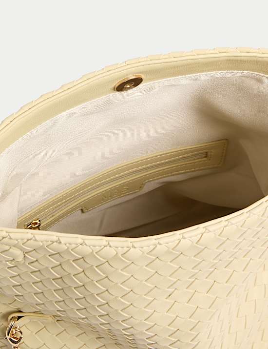 Faux Leather Woven Clutch Bag