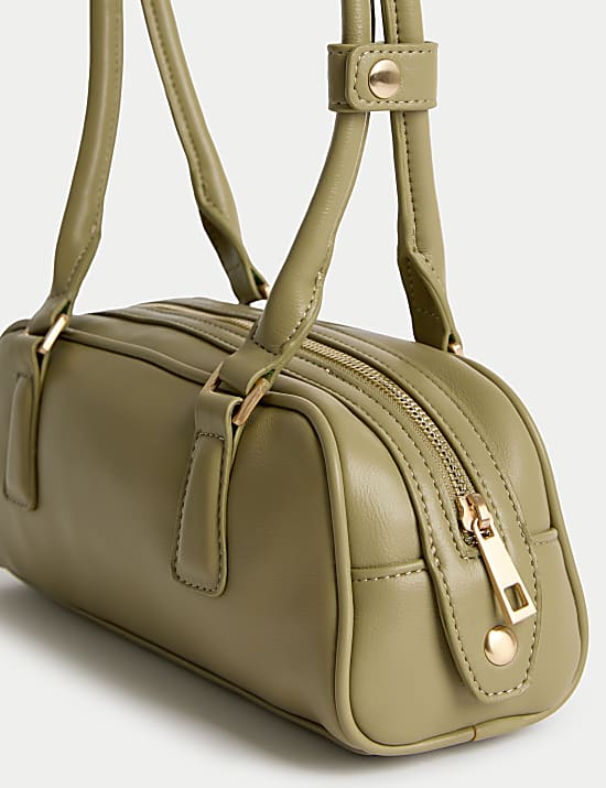 Faux Leather Bowler Bag