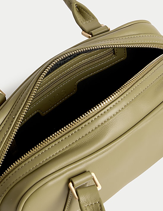 Faux Leather Bowler Bag