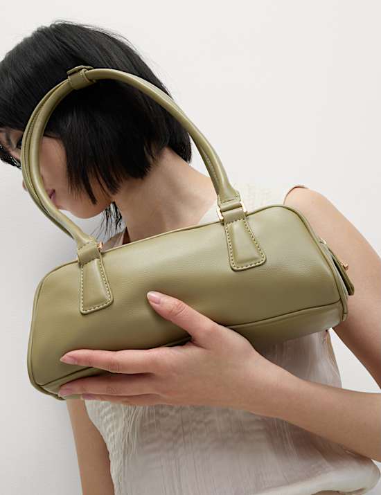 Faux Leather Bowler Bag