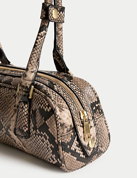 Faux Leather Bowler Bag