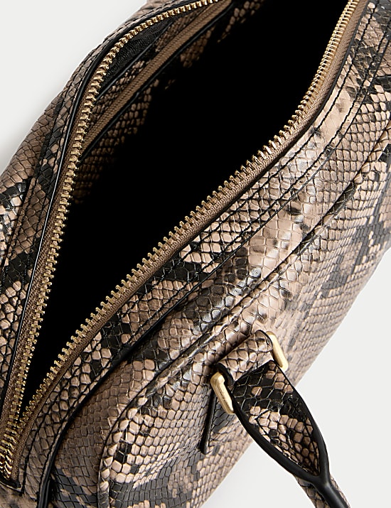 Faux Leather Bowler Bag