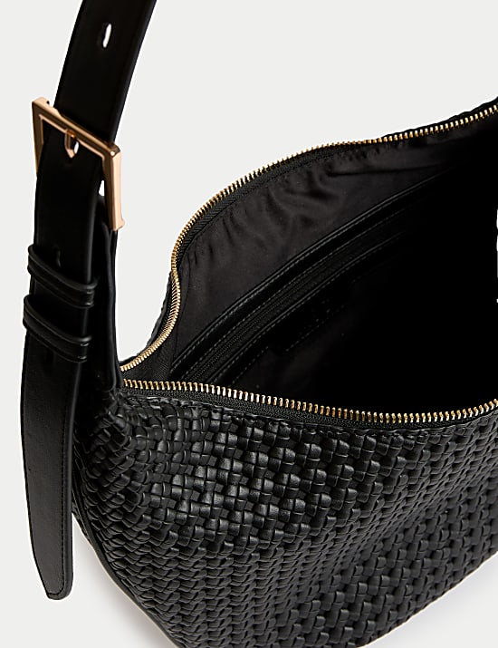 Faux Leather Woven Sling Bag
