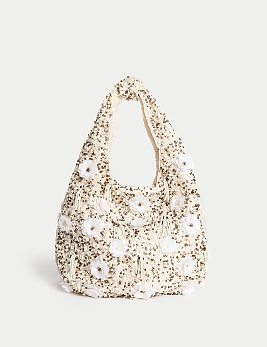 Sac à main à perles avec poignée sur le dessus