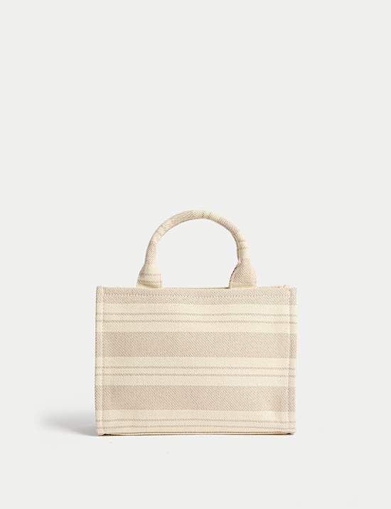 Pure Cotton Striped Cross Body Bag