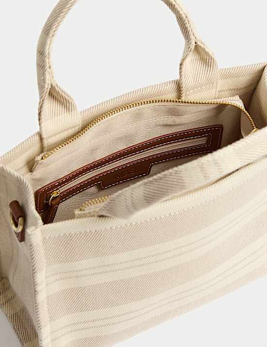 Pure Cotton Striped Cross Body Bag