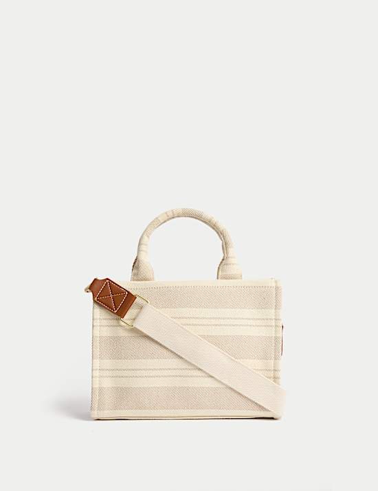 Pure Cotton Striped Cross Body Bag