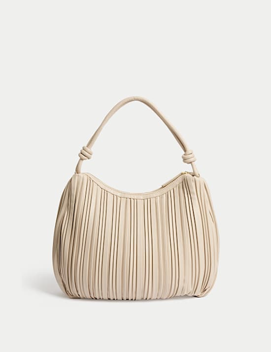 Sac à bandoulière en similicuir plissé avec poignée sur le dessus