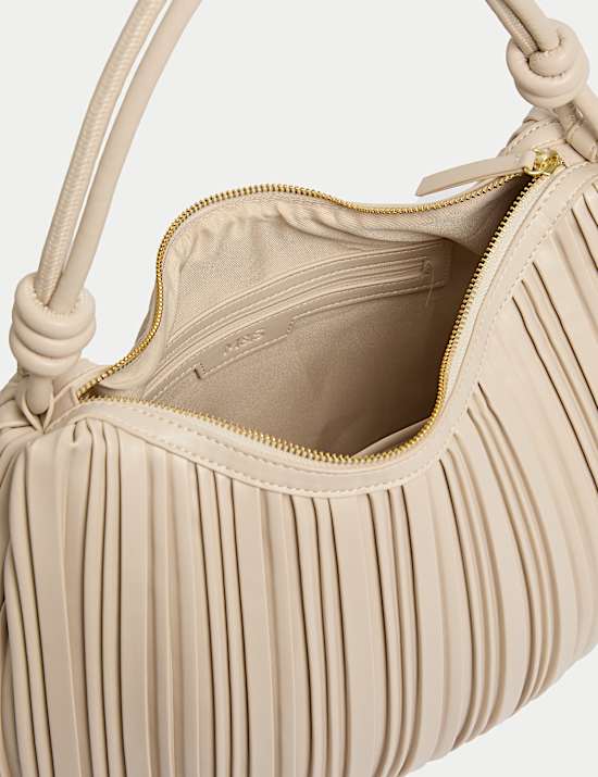 Sac à bandoulière en similicuir plissé avec poignée sur le dessus