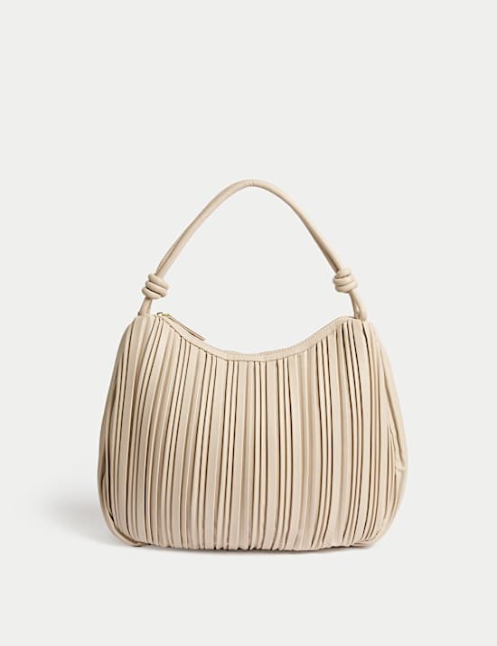 Sac à bandoulière en similicuir plissé avec poignée sur le dessus