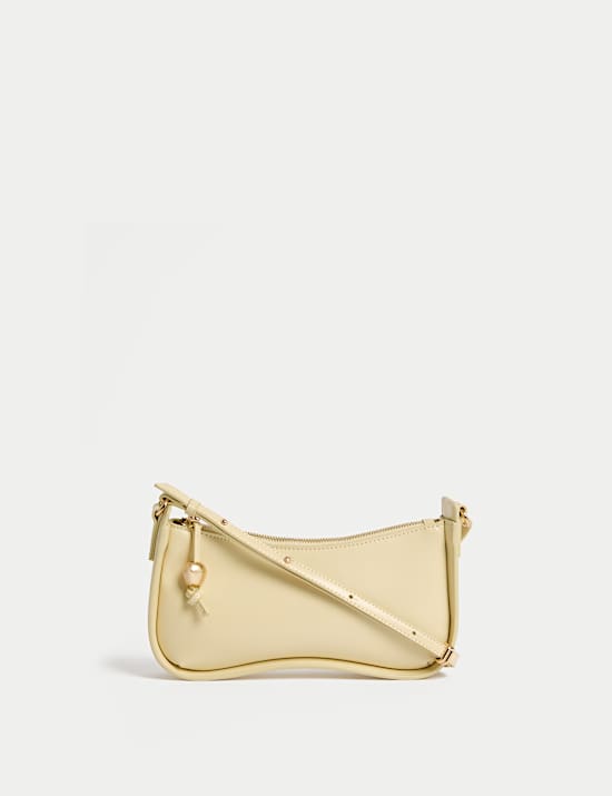 Faux Leather Clean Baguette Bag