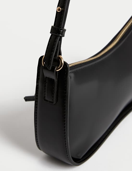 Faux Leather Clean Baguette Bag