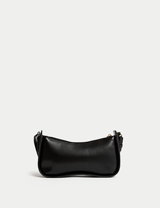 Faux Leather Clean Baguette Bag