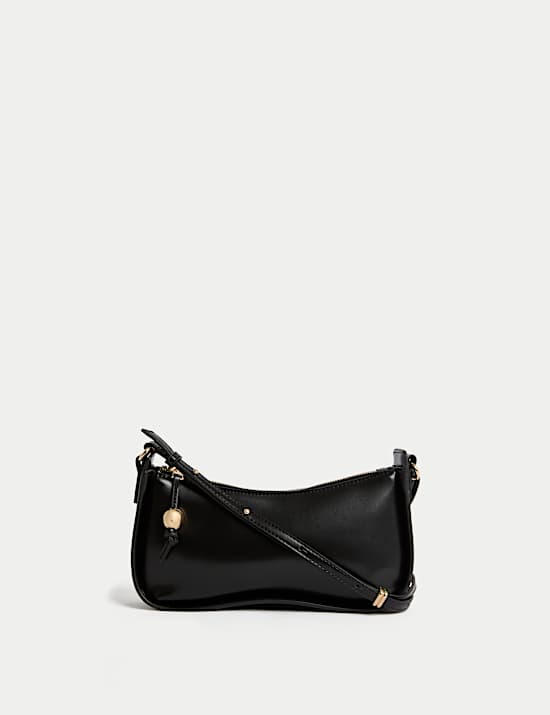 Faux Leather Clean Baguette Bag