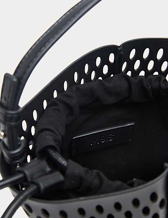 Faux Leather Laser Cut Tulip Bucket Bag QT