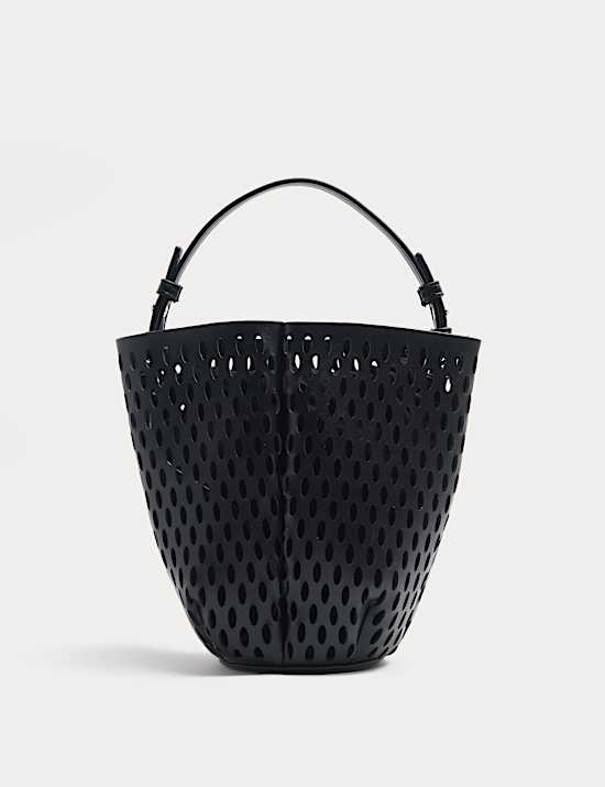 Faux Leather Laser Cut Tulip Bucket Bag QT