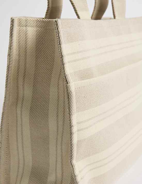 Pure Cotton Canvas Striped Tote Bag