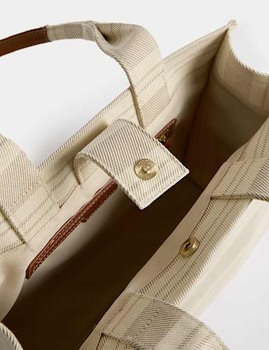 Pure Cotton Canvas Striped Tote Bag