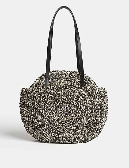 Bolso de hombro de paja redondo