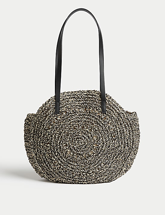 Bolso de hombro de paja redondo