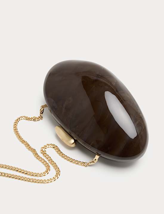 Hard Shell Chain Strap Clutch Bag