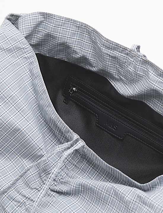 Checked Ruched Tie Shoulder Bag