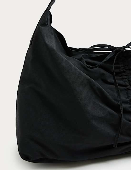 Checked Ruched Tie Shoulder Bag