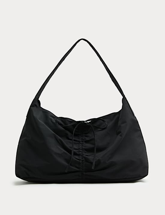 Checked Ruched Tie Shoulder Bag