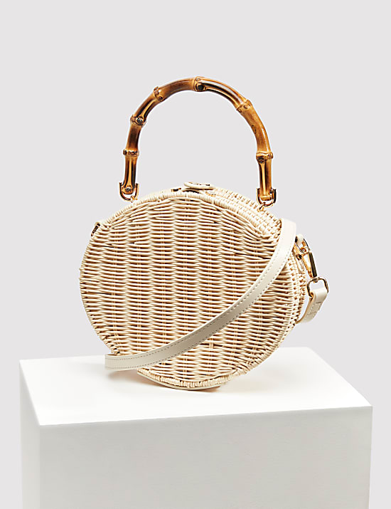 Rattan Top Handle Grab Bag