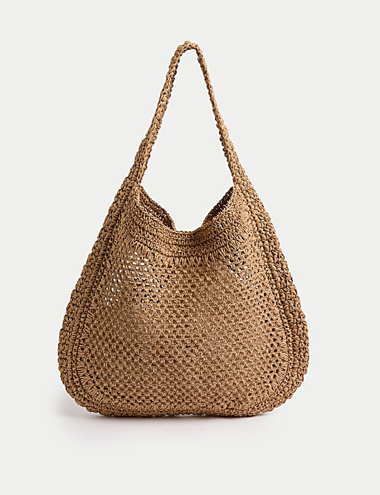 Cabas tissé avec poignée sur le dessus