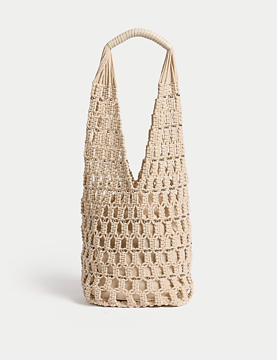 Cotton Rich Beaded Shoulder Bag