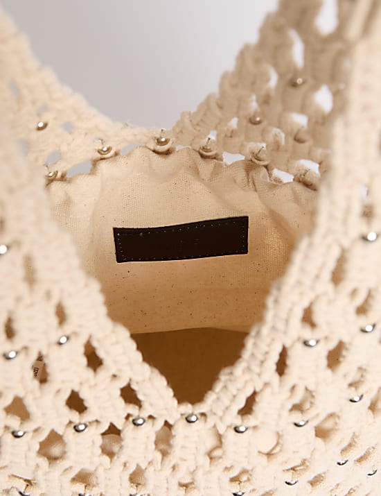 Cotton Rich Beaded Shoulder Bag