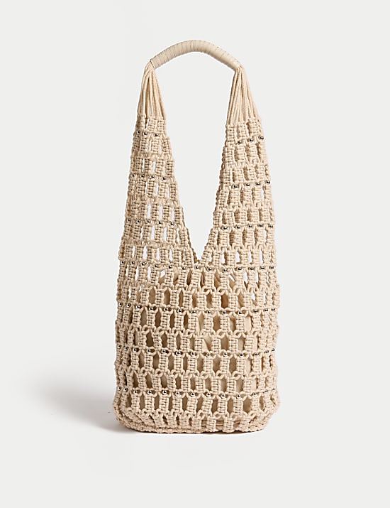 Cotton Rich Beaded Shoulder Bag