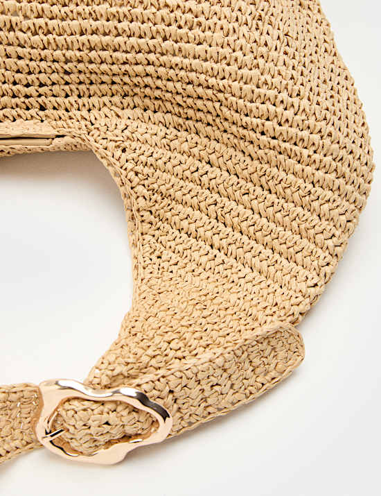 Straw Hardware Detail Shoulder Bag