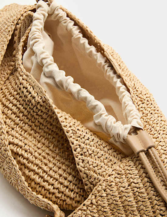 Straw Hardware Detail Shoulder Bag