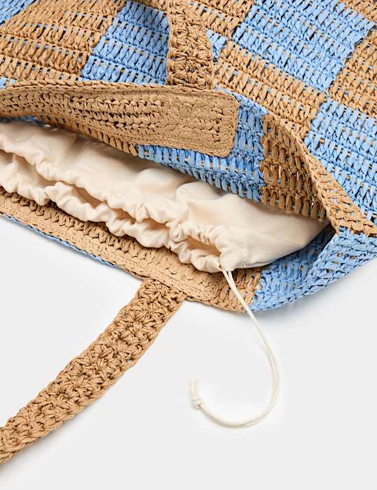 Straw Checkerboard Tote Bag