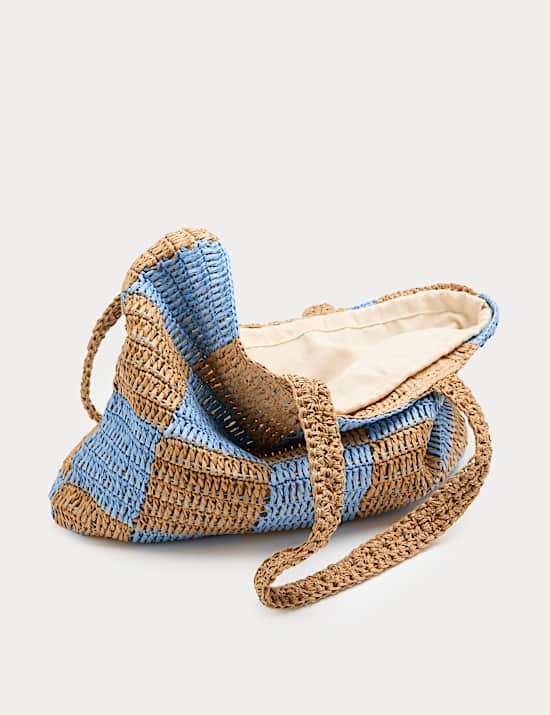 Straw Checkerboard Tote Bag